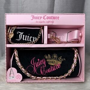 Juicy Couture Black and Pink Key & Card Holder Set